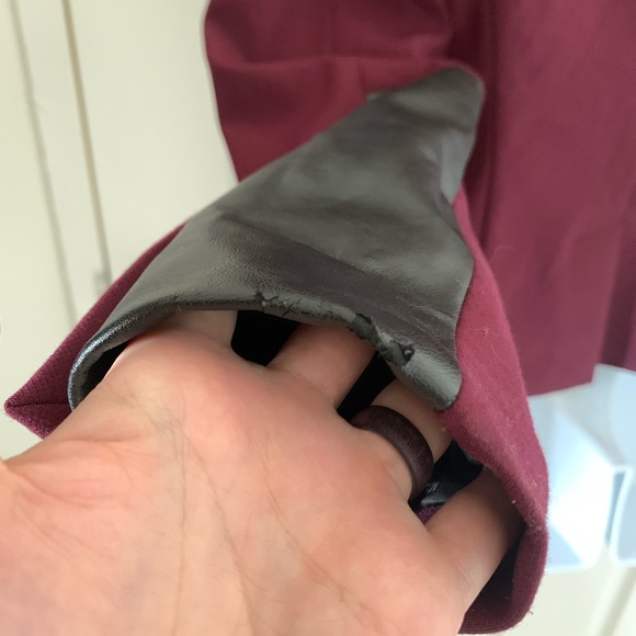 Burgundy Mexx Metropolitan Blazer Jacket with Black Faux Leather Details - Picture 10 of 16